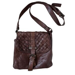 Civico93 Brown Woven Leather Flap Crossbody Bag – Italian Boho Adjustable